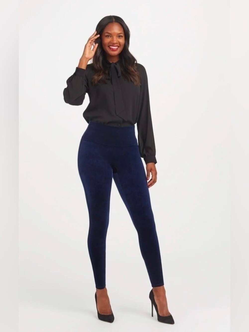 Spanx Velvet‎ Legging Navy Lapis Night Pull-on Size Large